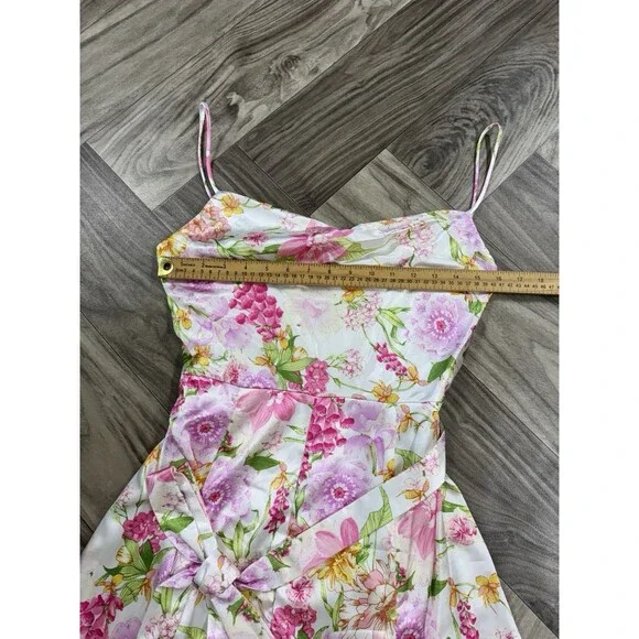 City Studio Juniors' Women's Ivory Floral Cowl Neck Self-Tie Dress Size 11/12 - Picture 6 of 14